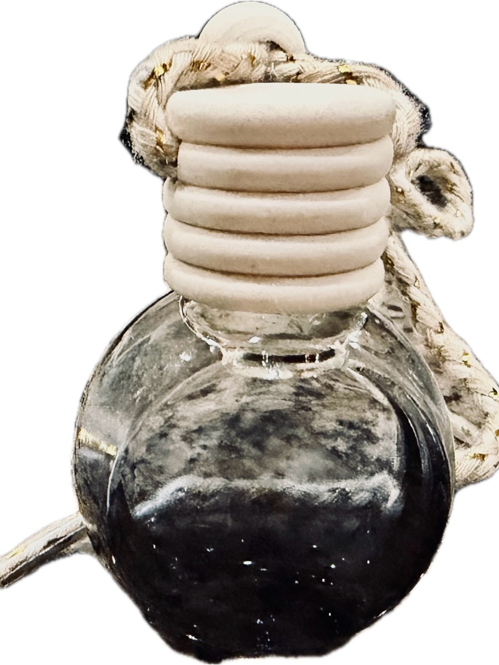 Round Glass Bottle Car Air Freshener with Cream Rope-Strawberry fragrance